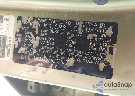 2013 Kia Soul + z USA, uszkodzony, nr VIN KNDJT2A62D7532762